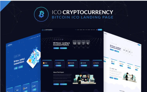 ICO Cryptocurrency Bitcoin Landing Page Template