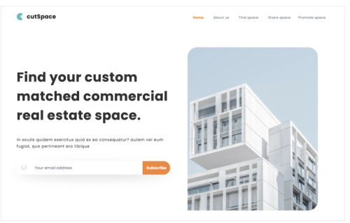 cutSpace – Find commercial space. Landing page on Bootstrap-5