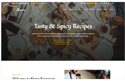 Bistro - Food & Resturant Responsive Landing Page Template