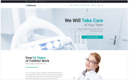 Whitesto - Dental Clinic Elementor WordPress Landing Page Template
