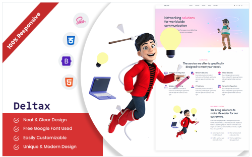 Deltax- One Page Parallax Landing page Template