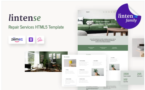 Lintense - Home Remodeling Company Landing Page Template