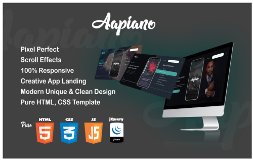 Aapiano HTML Mobile Apps Landing Page Template