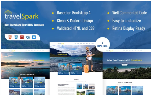 Travelspark - Travel & Tour Agency HTML5 Landing Page Template