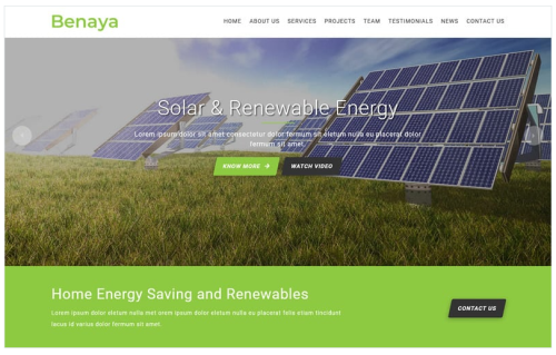 Benaya is a one page Solar Energy Company Template