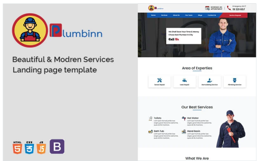 Plumbinn - Plumber & Repairing Services Landing Page Template