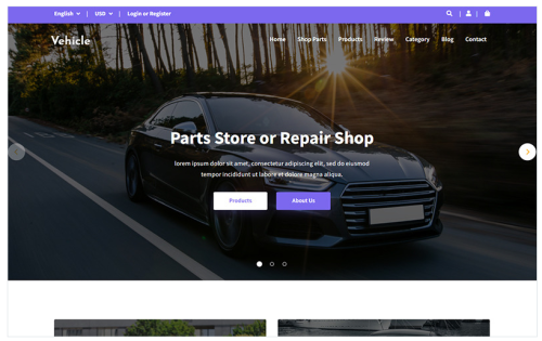 Vehicle - Car Parts Store Landing Page Template