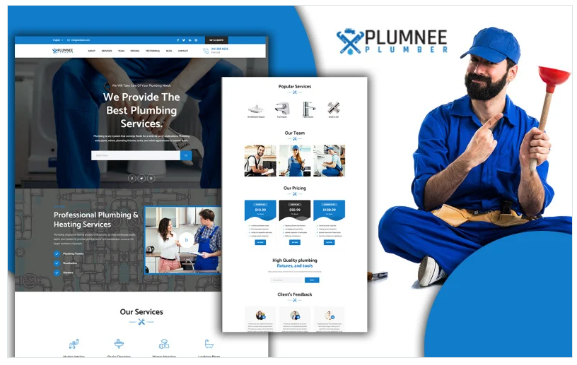 Plumnee Simple Plumbing & Sanitary Landing Page HTML5 Template