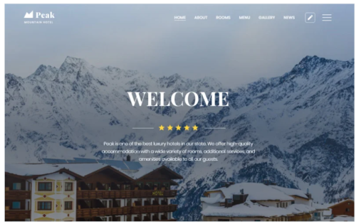 Peak - Hotels One Page Clean HTML Landing Page Template
