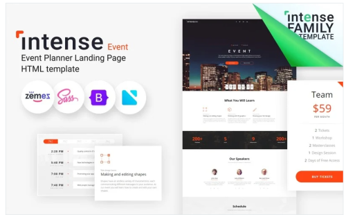 Intense Event Planner HTML5 Landing Page Template