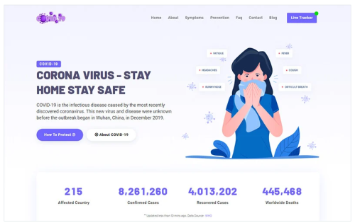 Covid 19 - Coronavirus Social Awareness and Medical Prevention Landing Page Template