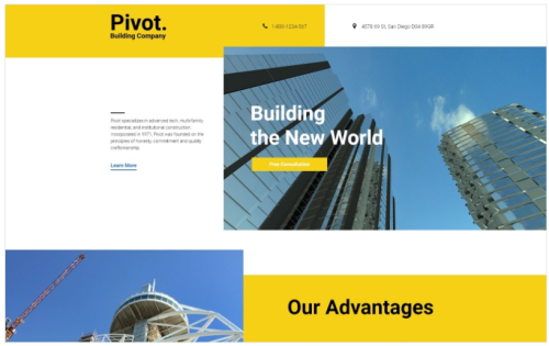 Pivot - Construction Company Clean HTML Landing Page Template