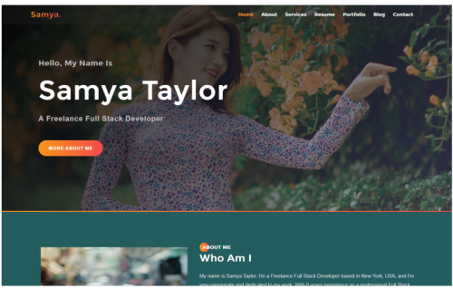 Samya - Personal Portfolio Landing Page Template