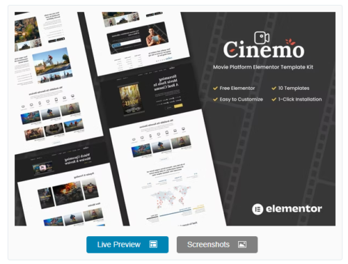 Cinemo - Movie Streaming Elementor Template Kits