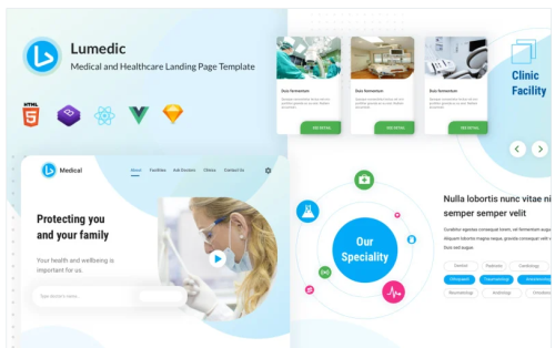 Lumedic - React Vue HTML Sketch Medical and Healthcare Landing Page Template