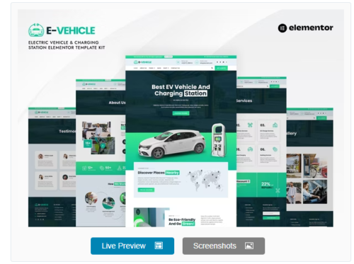 EVehicle - Electric Vehicle & Charging Station Elementor Template Kit