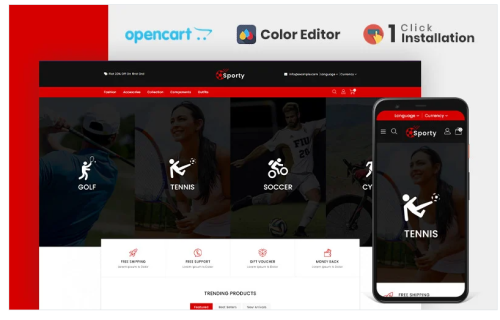 Sporty Sports and Accessories Store Opencart Theme