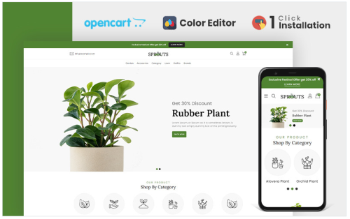 Sprouts Plant Store OpenCart Template