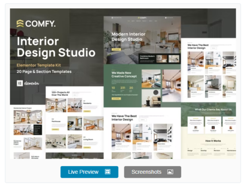 Comfy - Interior Design Studio & Architecture WordPress Elementor Template Kit