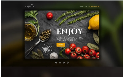 Majestic - Responsive Restaurant Template Compatible with Novi Builder Landing Page Template