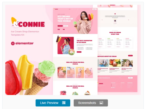 Connie - Ice Cream Shop Elementor Template Kit