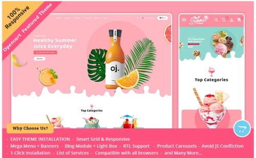 Summer Juices & Shakes - OpenCart Responsive Theme