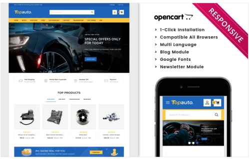 Topauto - Automobile Store Premium OpenCart Template