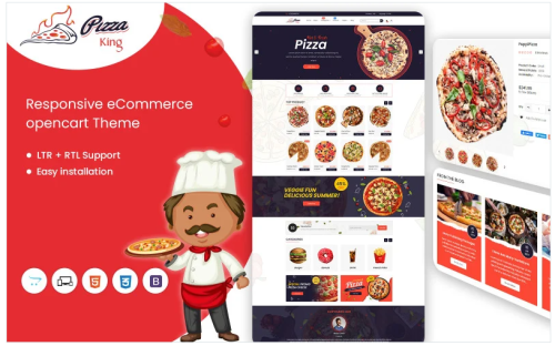 Pizzaking Online Restaurant Responsive OpenCart Template