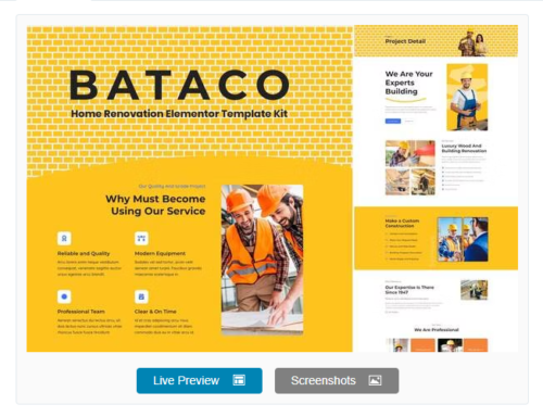 Bataco - Home Renovation & Construction Elementor Template Kit
