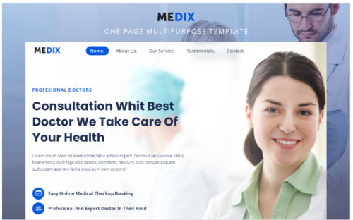Medix - One Page Medical Multipurpose Bootstrap Template