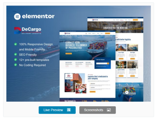 DeCargo - Logistics & Transportation Services Elementor Template Kit