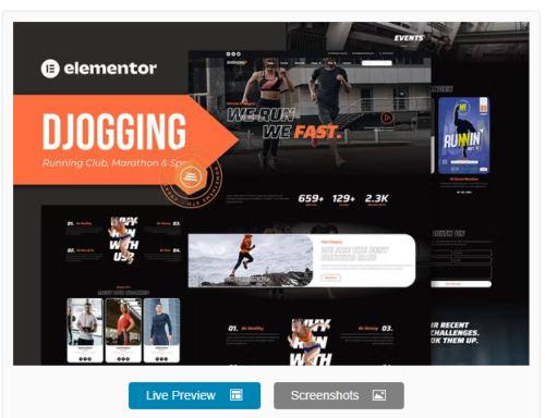 Djogging - Running Club Marathon & Sport Elementor Pro Template Kit