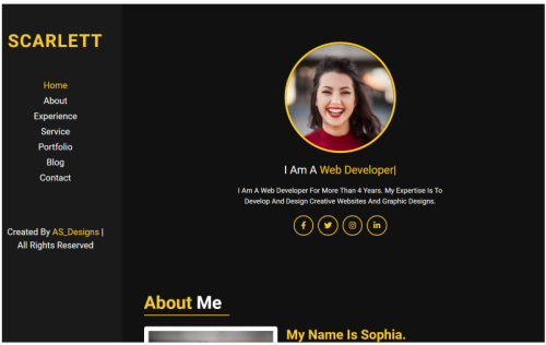 Scarlett - Personal Portfolio HTML Landing Page Website Template