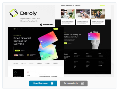Deroly - Digital Bank & Credit Card Elementor Template Kit