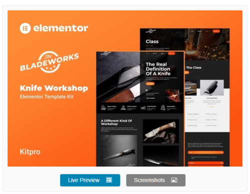 Bladeworks - Knife Workshop Elementor Template Kit