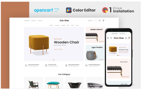 Creative Wood And Furniture Store Opencart Theme