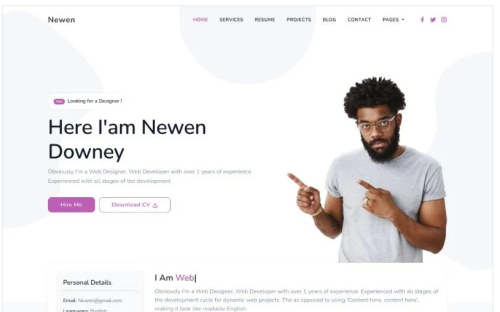 Newen - Personal Portfolio Landing Page Template