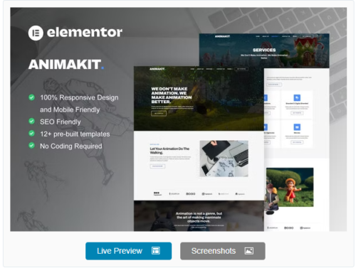 Animakit - Animation Studio Elementor Pro Template Kit