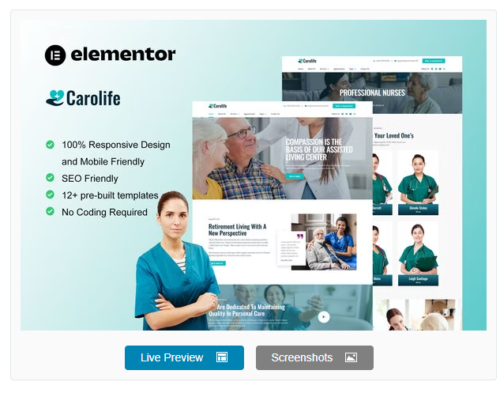Carolife - Home Care & Private Nursing Services Elementor Template Kit
