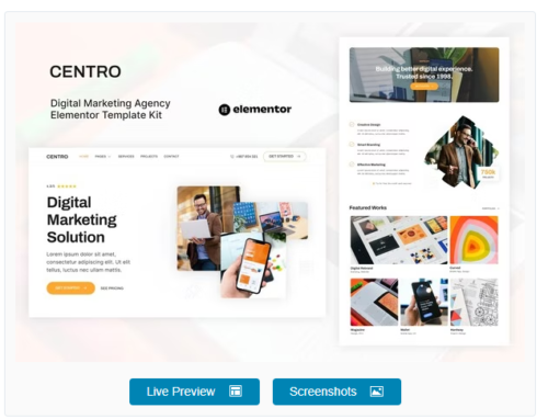 Centro - Digital Marketing Agency & Portfolio Elementor Template Kit