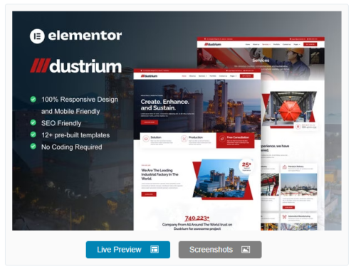 Dustrium - Industrial & Manufacturing Elementor Pro Template Kit