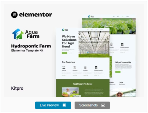 Aquafarm - Hydroponic Farm Elementor Template Kit