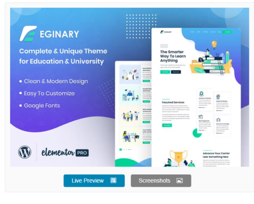 Eginary - Online Education Elementor Template Kit