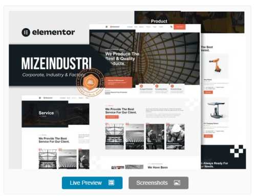 Mizeindustri - Corporate, Industry & Factory Elementor Template Kit