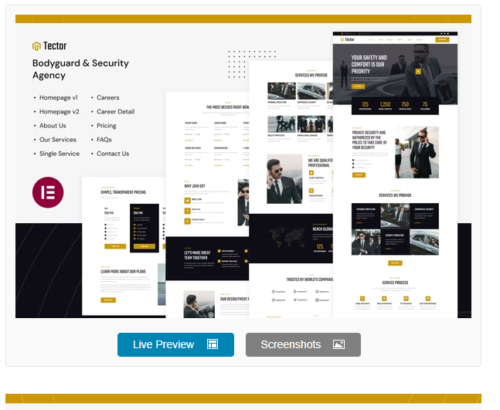 Tector | Bodyguard & Security Agency Elementor Template Kit