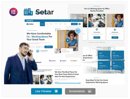 Setar - Coworking Space & Startup Office Elementor Template Kit