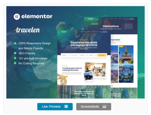 Travelen - Travel & Tour Agency Elementor Pro Template Kit