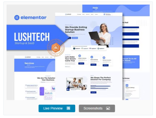 Lushtech - Startup & SaaS Elementor Pro Template Kit