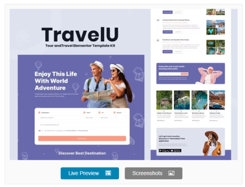 TravelU - Tour & Travel Elementor Template Kit