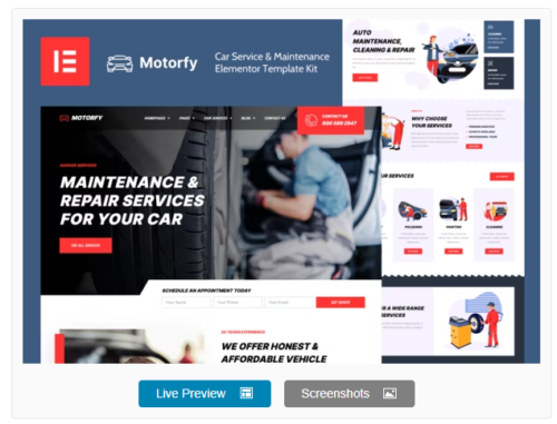 Motorfy - Car Service & Maintenance Elementor Template Kit